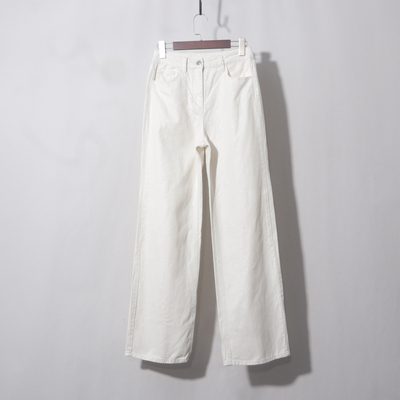 杏色亮面高腰阔腿直筒超火的裤子法式气质垂感宽松长裤美式垂感