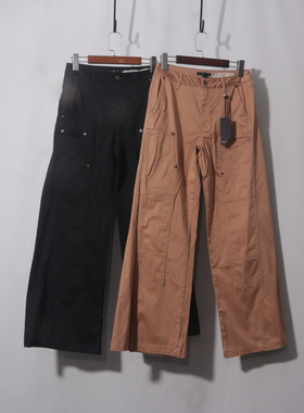 美式军绿色工装裤女宽松直筒阔腿休闲微喇爵士舞裤子夏季薄款