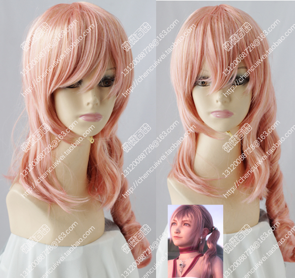 cosplay假发 FF13塞拉 光影 橙粉色混色 最终幻想13 Serah假毛