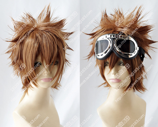 cosplay假发 数码宝贝 八神太一 棕色爆炸 造型 翻翘短发可选风镜