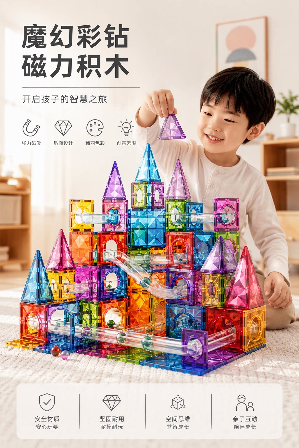 【礼盒装】4D彩钻磁力片儿童早教益智磁积木拼搭玩具智力幼儿早教