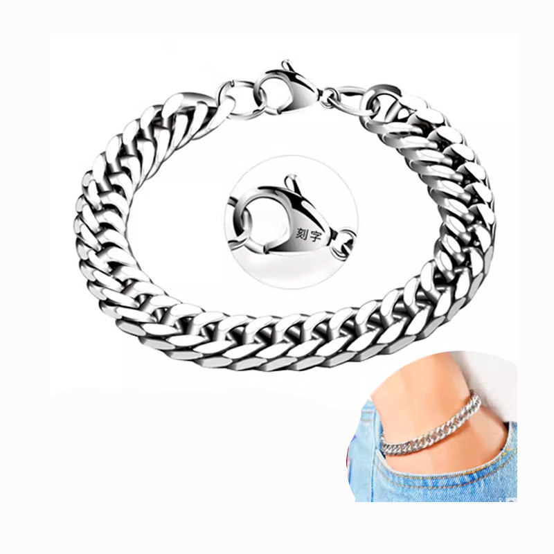 不锈钢手链男士韩版潮个性单身简约链条首饰女潮流学生嘻哈男手饰