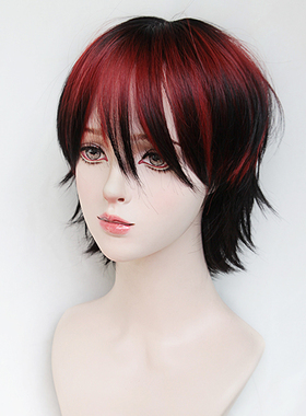 红色挑染女通用cos动漫日系高光新中式亚比y2k狼尾中性风男款假发