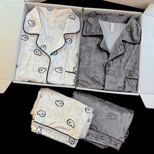 秋冬季睡衣情侣装一男一女金丝绒女2025新款金钻绒男简约风家居服