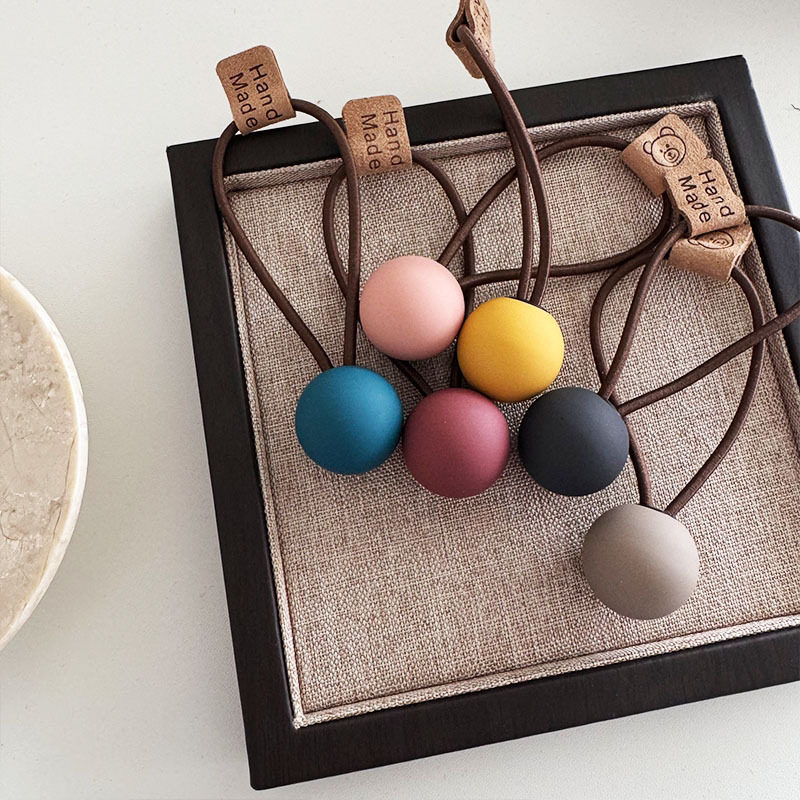 韩版简约可爱少女磨砂彩球糖果色发绳圆珠子发圈高弹力皮筋马尾