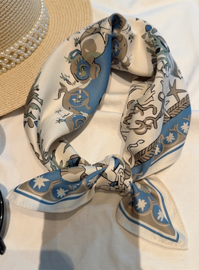 清新风53cm小方巾丝巾女春秋季日常通勤穿搭系脖颈小领巾配饰围巾