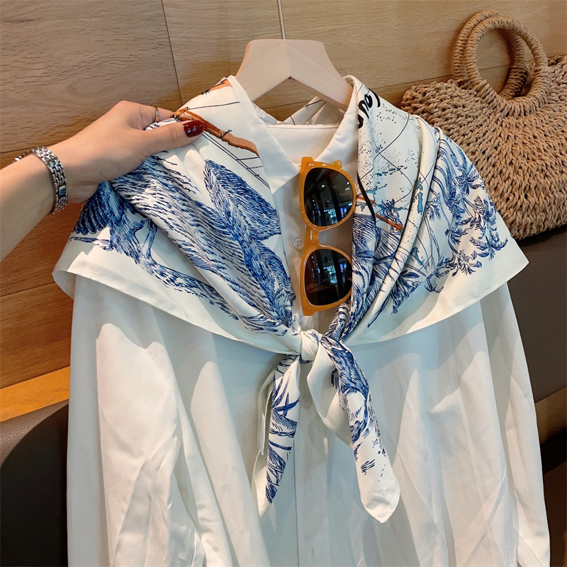 春秋季90cm大方巾女仿真丝小披肩