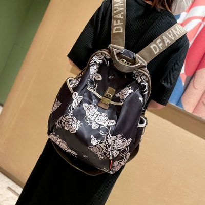 新中式国风旅行双肩包女2024新款时尚牛津布女士背包大容量旅游包