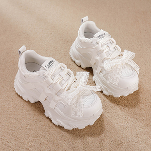 香港正品7CM厚底老爹鞋女2026春季新款小个子爆款增高休闲小白鞋