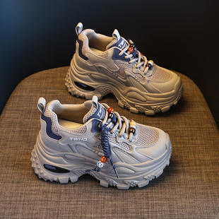 内增高老爹鞋 运动女鞋 女2025秋季 小个子厚底爆款 新款 8CM香港正品