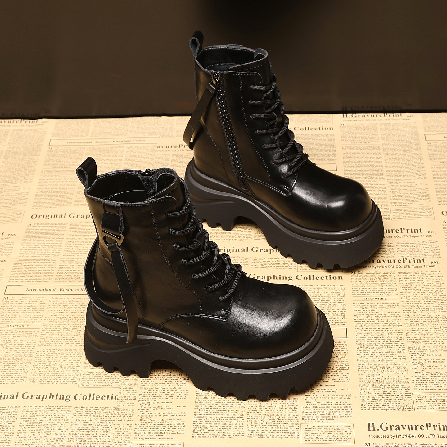 9CM香港正品内增高马丁靴女2025秋冬新款英伦风厚底加绒休闲短靴