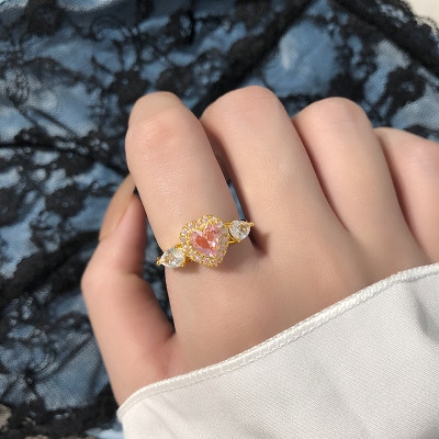 高级感爱心翅膀开口食指戒指女小众设计轻奢冷淡风时尚指环ins潮