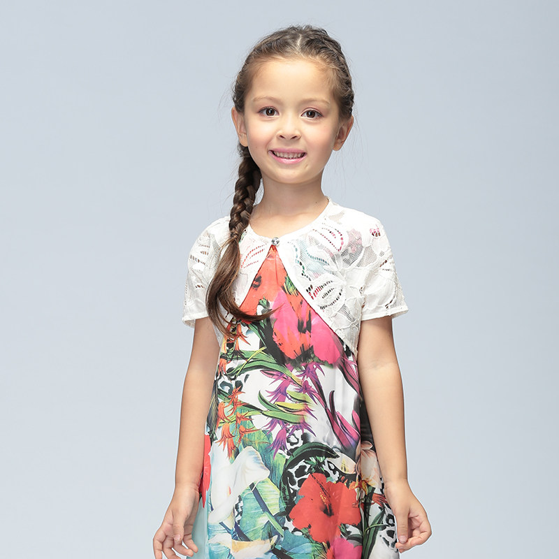 2026韩版夏季防晒衫小孩童装蕾丝披肩女童坎肩外套裙子外搭小开衫