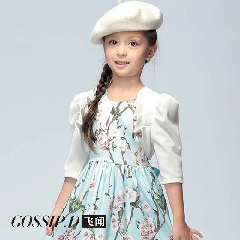 2023年春秋儿童小坎肩礼服小外套女孩中袖小披肩连衣裙开衫空调衫