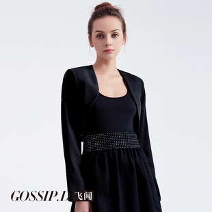 秋冬新款短款外套女时尚西装外搭吊带百搭修身黑色开衫上衣披肩