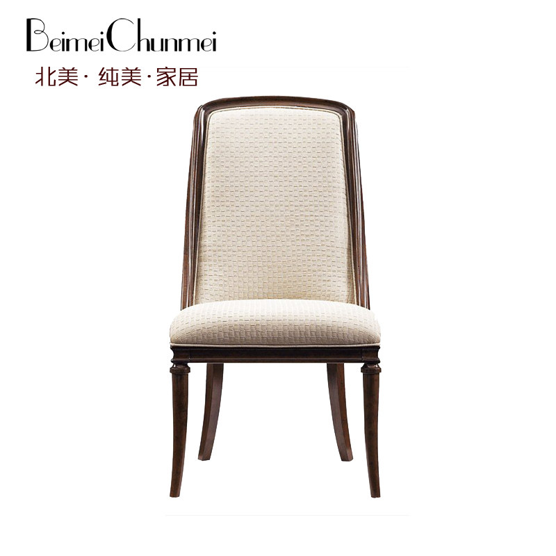 美式乡村别墅复古做旧实木椅子书房书椅家用成人餐厅圆背餐椅定制