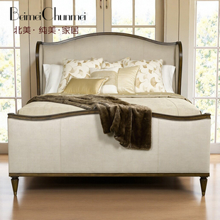 北美纯美托马斯威尔美式乡村实木大床双人软靠床头主卧1.8米婚床