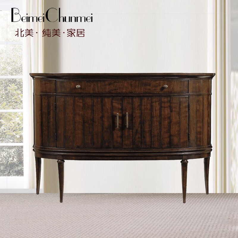 美式乡村别墅家具定制仿古做旧收纳柜靠墙复古实木斗柜餐厅餐边柜