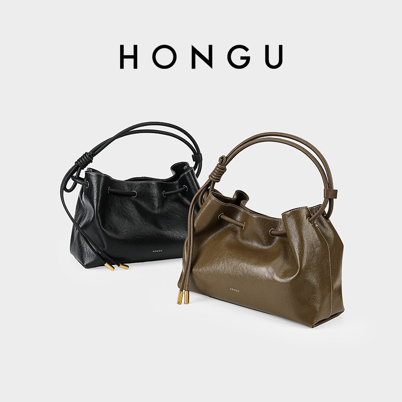 红谷包包女新款通勤真皮单肩腋下包小众设计斜挎包休闲流行女士包