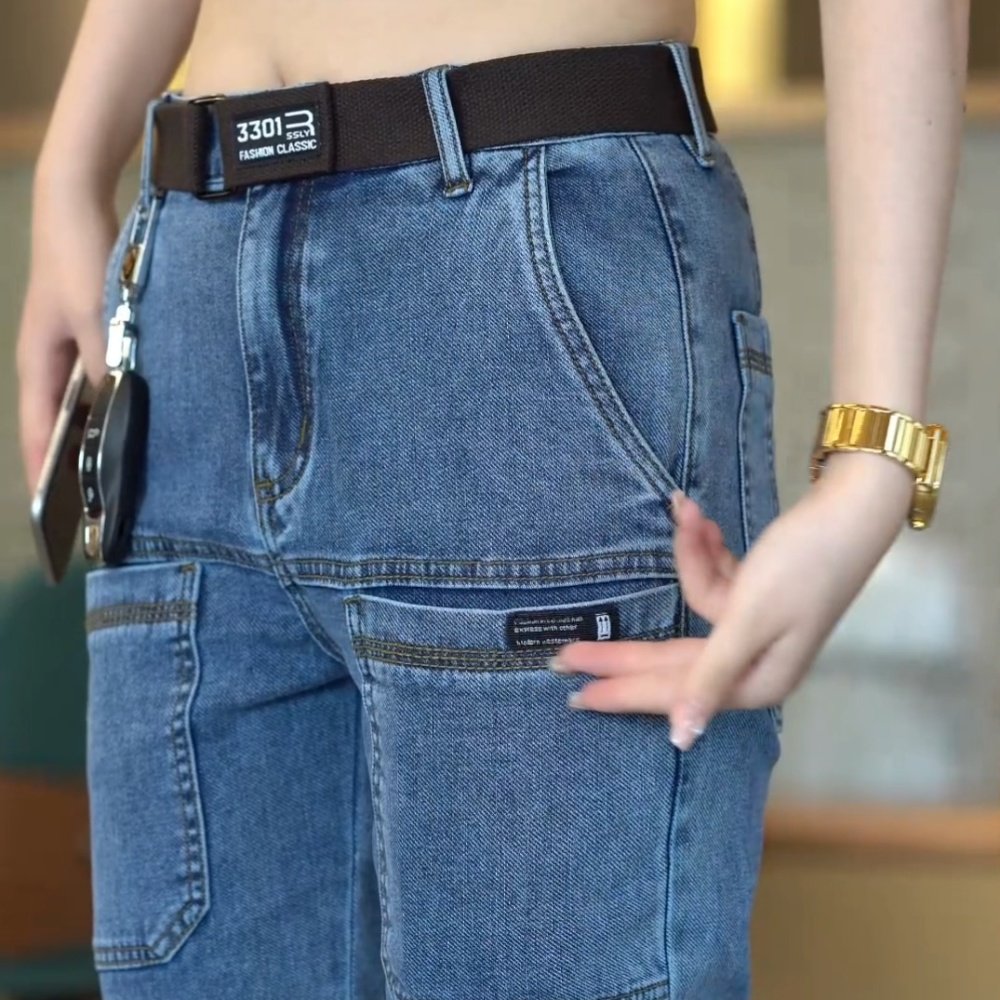 男士工装六兜牛仔裤直筒百搭2025春秋款微弹时尚潮流中腰长裤子男,男装,牛仔裤,淘宝优惠券,粉丝福利购,淘宝优惠卷