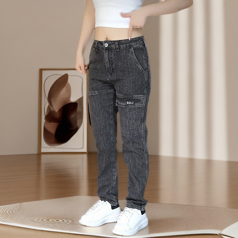 时尚新品个性多口袋男士牛仔裤潮流百搭拉链男长裤复古工艺直筒裤