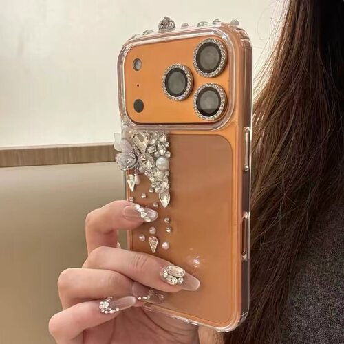 奢华蝴蝶珍珠水钻苹果17promax手机壳iPhone16新14高级13女12防摔苹果17promax