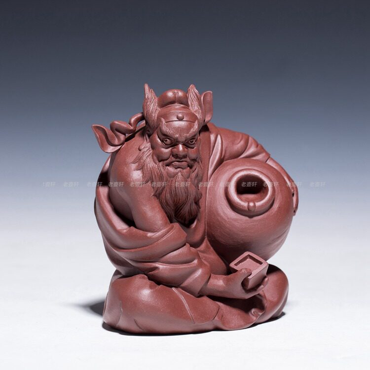 老壶轩 宜兴紫砂茶宠 雕塑 郭栋制新品 【小钟馗醉酒】摆件杂玩