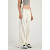 小个子宽松显瘦阔腿裤 新款 子潮 女高腰垂感2025夏季 白色直筒牛仔裤