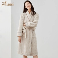 Top 呱呱 chính thức của phụ nữ dày ấm san hô nhung áo choàng áo liền quần màu sắc flannel đồ ngủ dịch vụ nhà - Night Robe đồ ngủ lụa