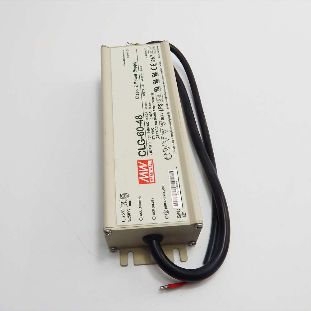 现货明纬CLG-60-48单组输出开关电源60W/48V/1.25APFC防水LED照明