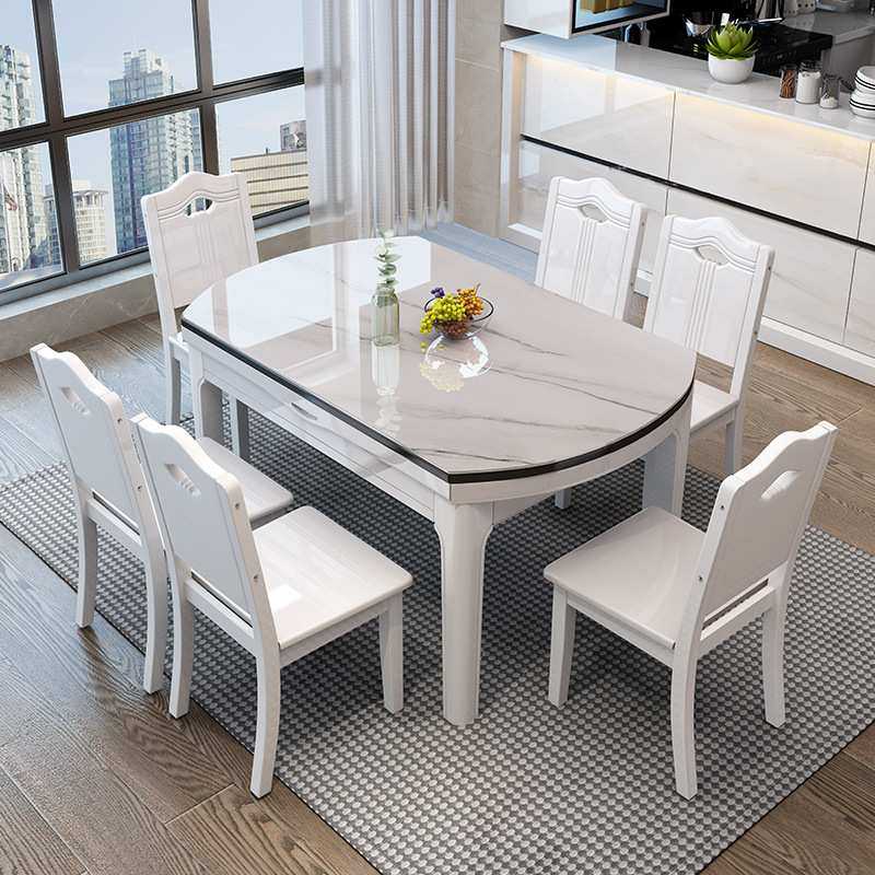 轻奢实木岩板餐桌可伸缩现代简约家用小户型长方形可变圆桌,3C数码配件,USB灯,淘宝优惠券,粉丝福利购,淘宝优惠卷