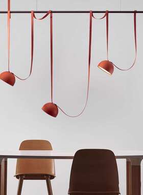 设计师个性橙色三头帆布餐厅吊灯极简意大利吧台创意北欧艺术前台