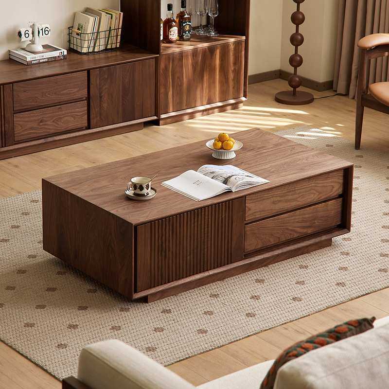 北美黑胡桃实木茶几简约现代樱桃木原木客厅靠墙多功能落地柜茶几,3C数码配件,USB灯,淘宝优惠券,粉丝福利购,淘宝优惠卷