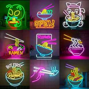 饰灯定制 发光霓虹灯牌Cat招财猫撸猫馆RAMEN拉面馆面条嗦粉LED装