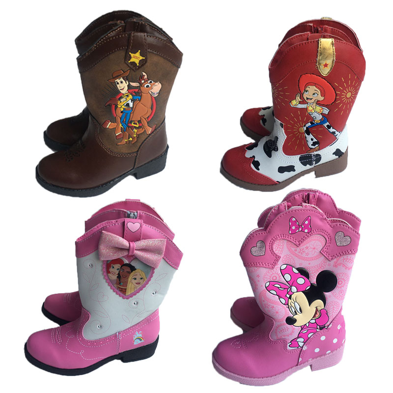 外贸布皮靴中大女童秋冬公主卡通
