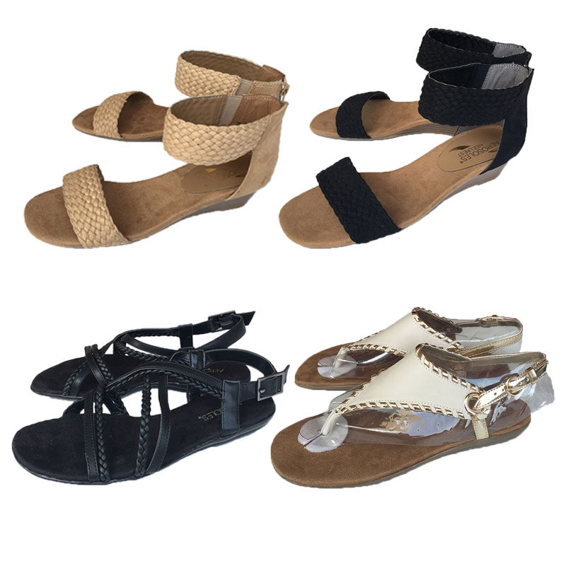 2018夏季新品Aerosoles/爱柔仕一杠坡跟女凉鞋外贸原单夹趾罗马鞋