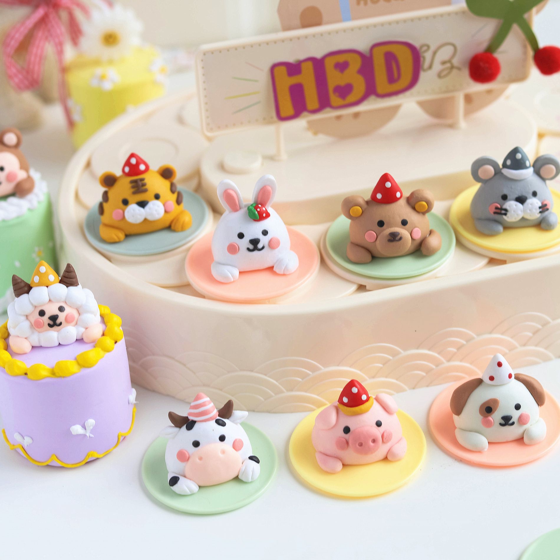 软陶动物蛋糕摆件可爱卡通虎宝宝