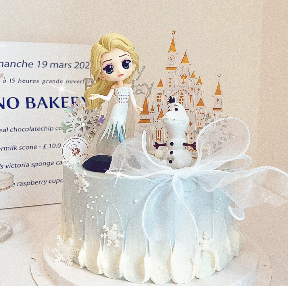女孩生日蛋糕装饰插件网红冰雪女王艾莎爱莎公主摆件城堡雪花插牌