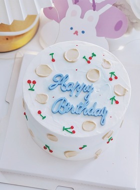 烘焙蛋糕装饰软胶英文生日快乐摆件粉色蓝色happy bithday装扮插