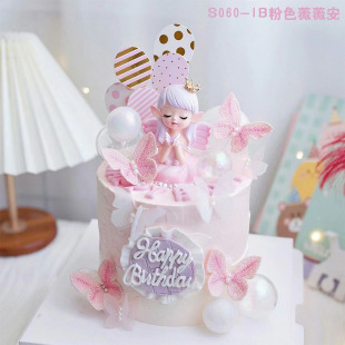 网红蛋糕装 饰薇薇安公主小仙女女孩生日摆件蝴蝶天使儿童甜品台