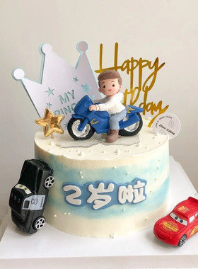 摩托车男孩摆件小王子生日蛋糕