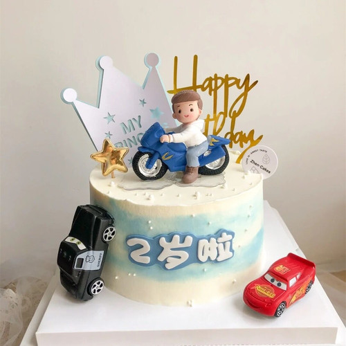 摩托车男孩摆件小王子生日蛋糕