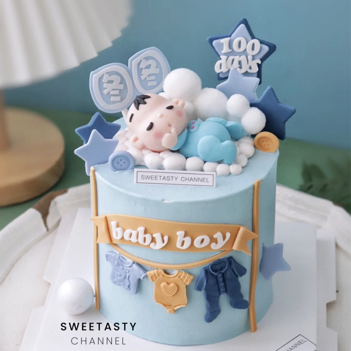 一周岁生日蛋糕装饰软陶男孩婴儿宝宝摆件百日宴100百天满月插件