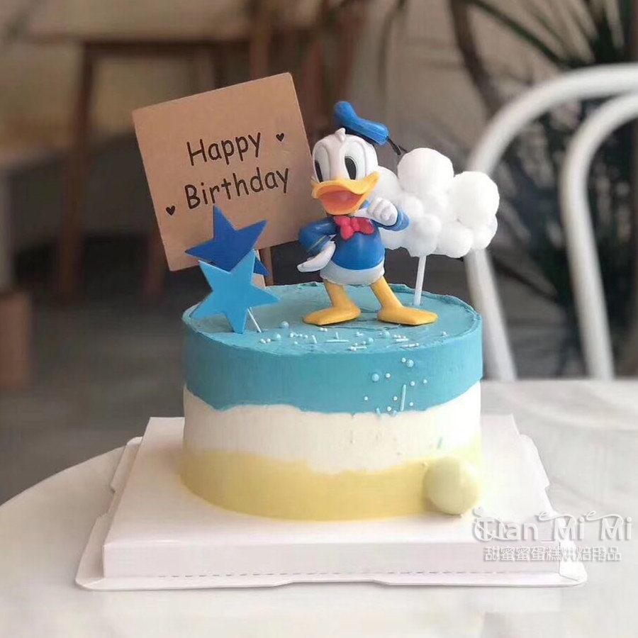 烘焙蛋糕装饰插件唐老鸭主题摆件卡通公仔玩偶网红鸭子蛋糕配件