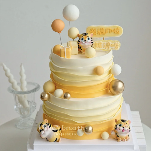 虎宝宝生日蛋糕装饰摆件小老虎