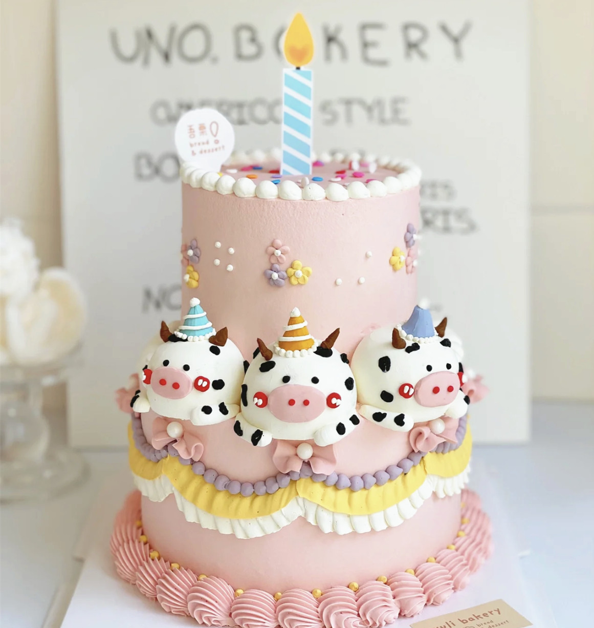 牛宝宝蛋糕摆件软陶立体小牛公仔生日插件儿童一周岁满月百天插件