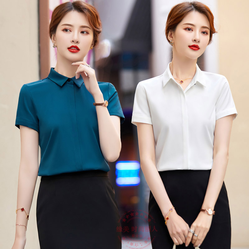 设计感小众显瘦工作服半袖衬衣