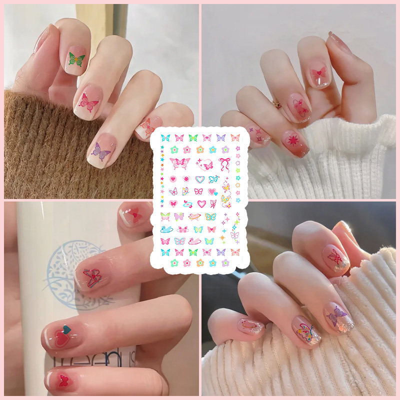 彩色纹身贴不反光小图案指甲贴纸可爱ins风舞台演出安全无毒贴纸
