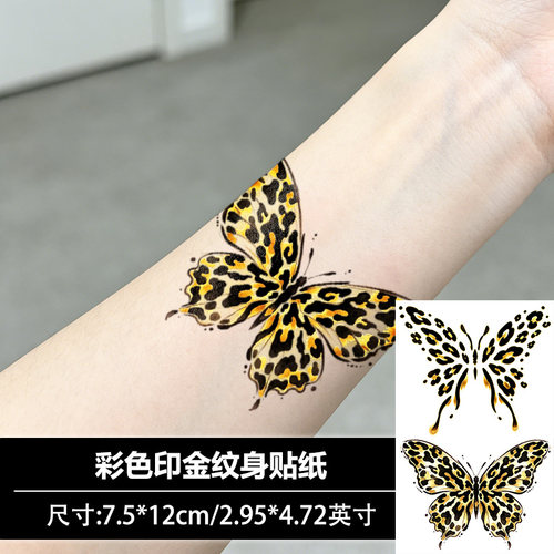 烫金豹纹爱心星星音符纹身贴辣妹酷闪符号大腿手腕防水持久纹身贴