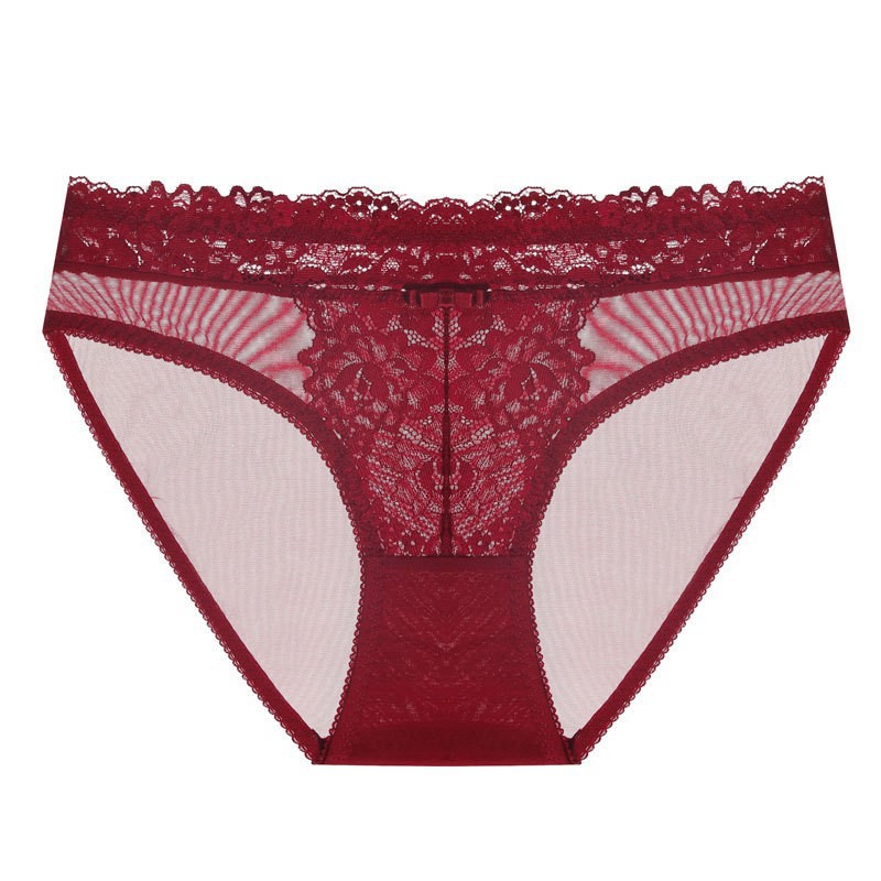 品牌法式性感内裤超薄蝴蝶结刺绣蕾丝内裤裆部纯棉低腰三角裤底裤